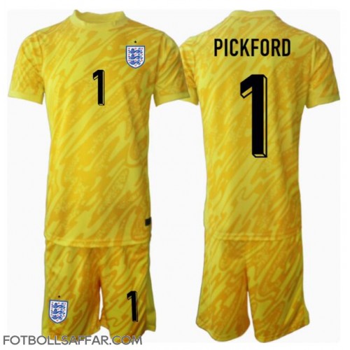 England Jordan Pickford #1 Målvakt Bortadräkt Barn EM 2024 Kortärmad (+ Korta byxor)